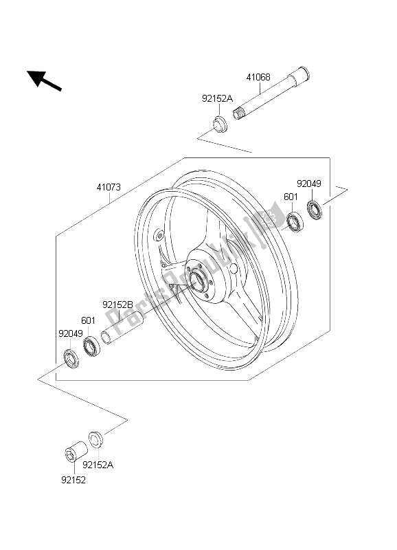Todas las partes para Buje Delantero de Kawasaki Ninja ZX 6R 600 2004