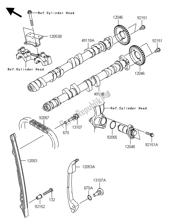 Todas las partes para árbol De Levas Y Tensor de Kawasaki Versys 1000 2014