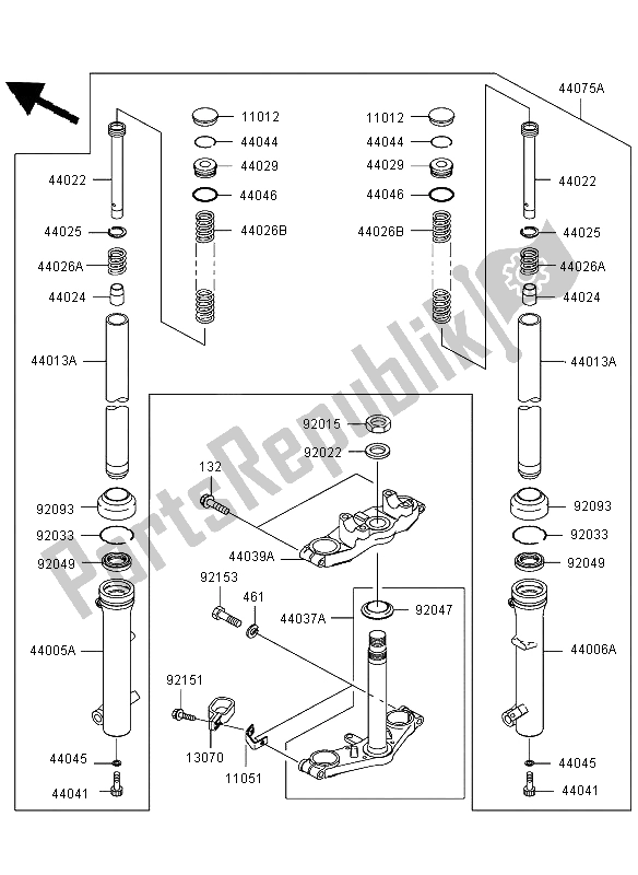 Tutte le parti per il Forcella Anteriore del Kawasaki KLX 110 2003