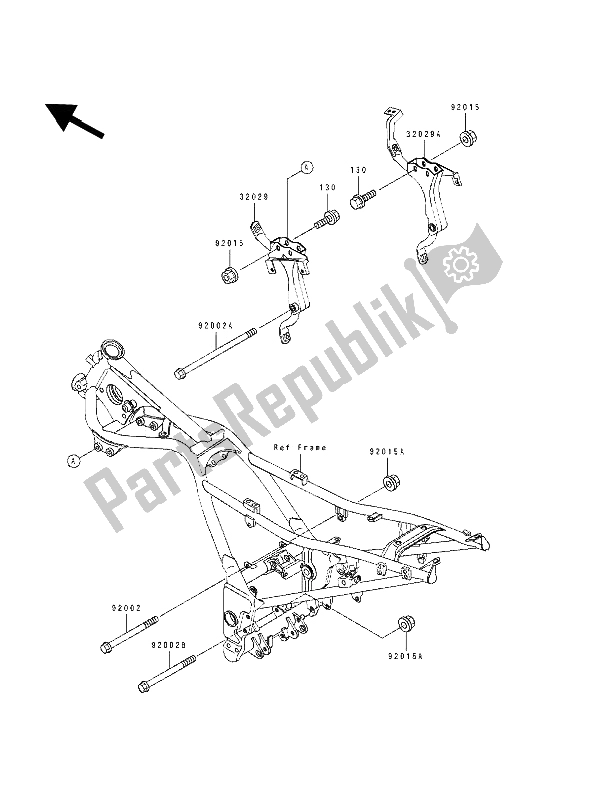 All parts for the Frame Fittings of the Kawasaki GPX 250R 1992