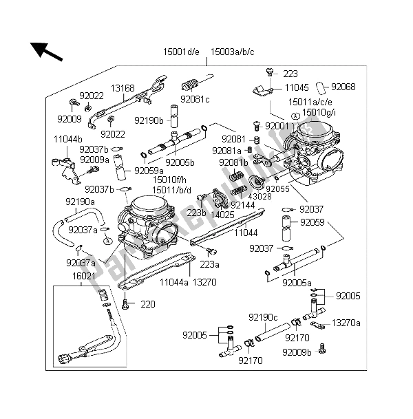 Toutes les pièces pour le Carburateur du Kawasaki KLE 500 1996