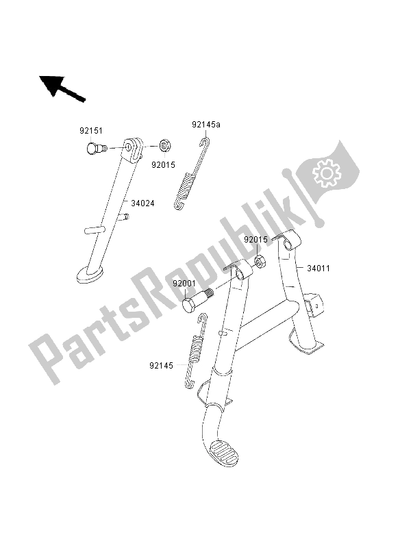 All parts for the Stand of the Kawasaki ZR 7 750 2003