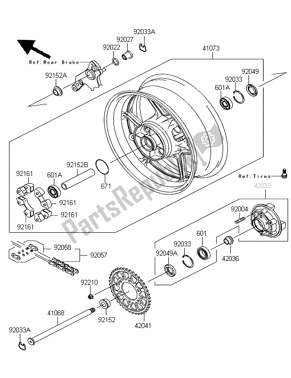 Todas las partes para Buje Trasero de Kawasaki Z 1000 SX 2012