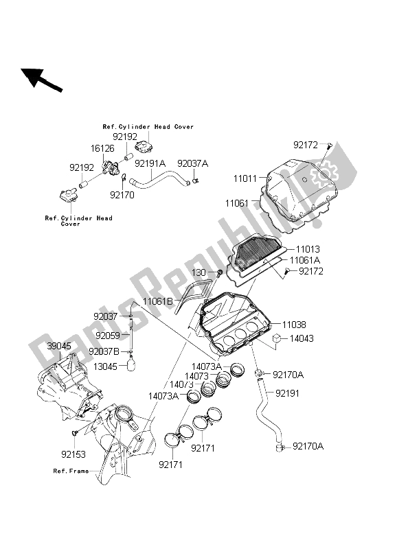 Todas las partes para Filtro De Aire de Kawasaki Ninja ZX 6R 600 2003