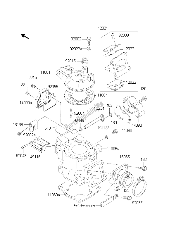 Tutte le parti per il Testata E Cilindro del Kawasaki KX 85 LW 2002