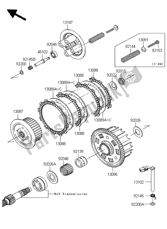 Todas as partes de Embreagem do Kawasaki Z 750 2008