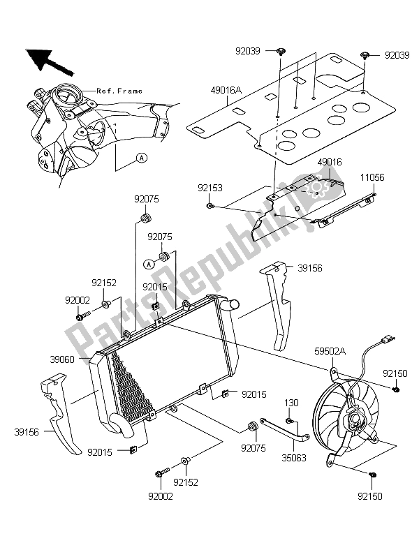 Toutes les pièces pour le Radiateur du Kawasaki Z 1000 SX 2012