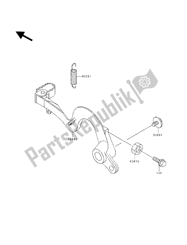 All parts for the Brake Pedal of the Kawasaki KX 250 1991