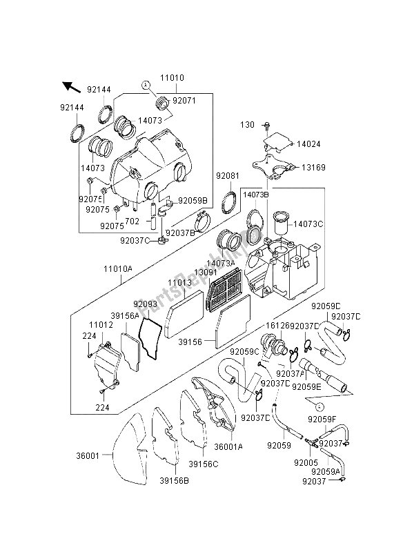 Alle onderdelen voor de Luchtfilter van de Kawasaki Eliminator 600 1995