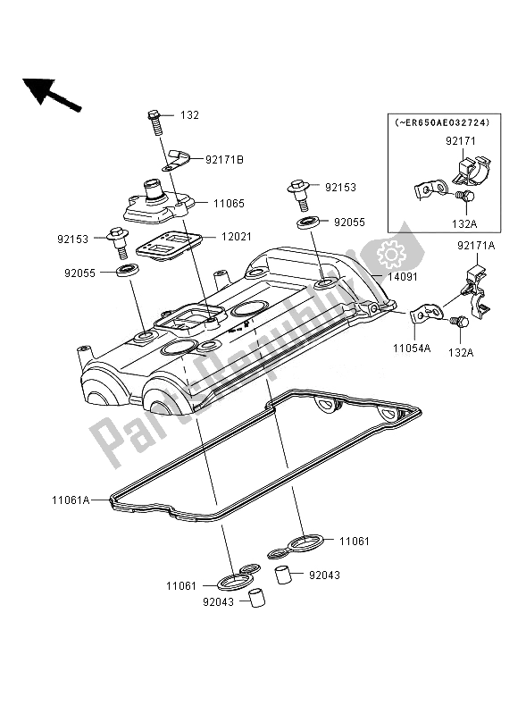 Toutes les pièces pour le Le Couvre-culasse du Kawasaki ER 6F 650 2007