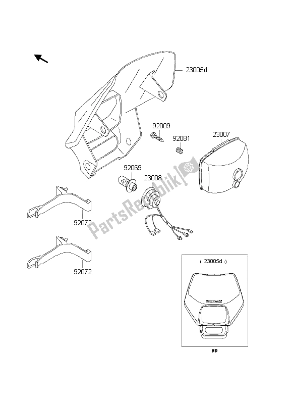 Tutte le parti per il Faro del Kawasaki KLX 300R 2000