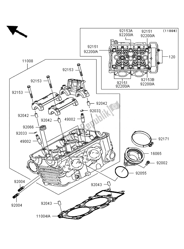 Toutes les pièces pour le Culasse du Kawasaki ER 6N 650 2007