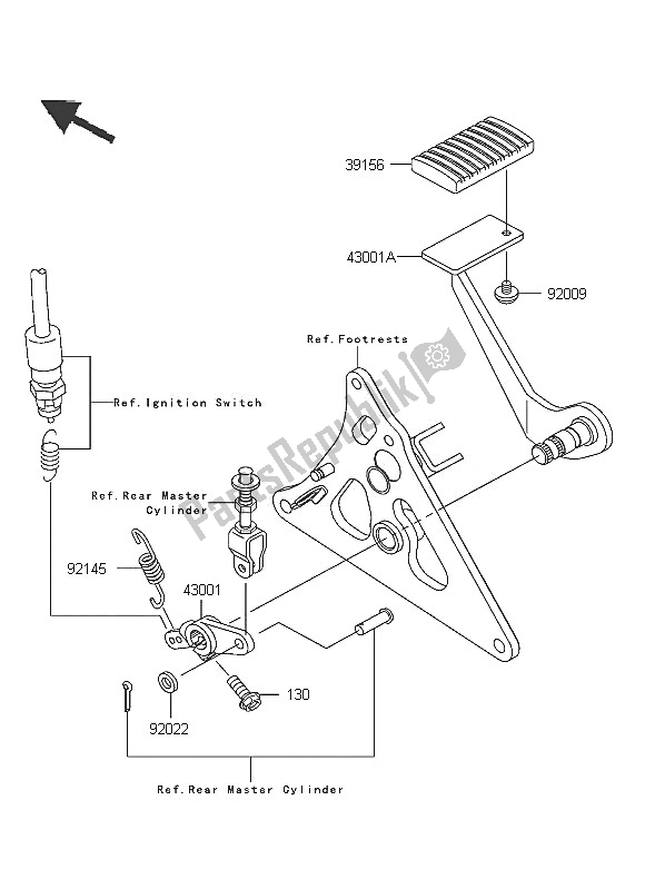 All parts for the Brake Pedal of the Kawasaki VN 1600 Mean Streak 2005