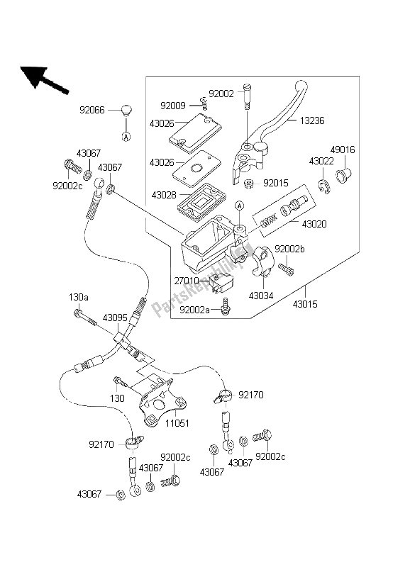 Toutes les pièces pour le Maître-cylindre Avant du Kawasaki Ninja ZX 12R 1200 2001