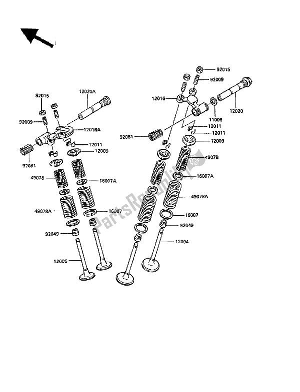 Todas las partes para Válvula (s) de Kawasaki KLR 250 1987