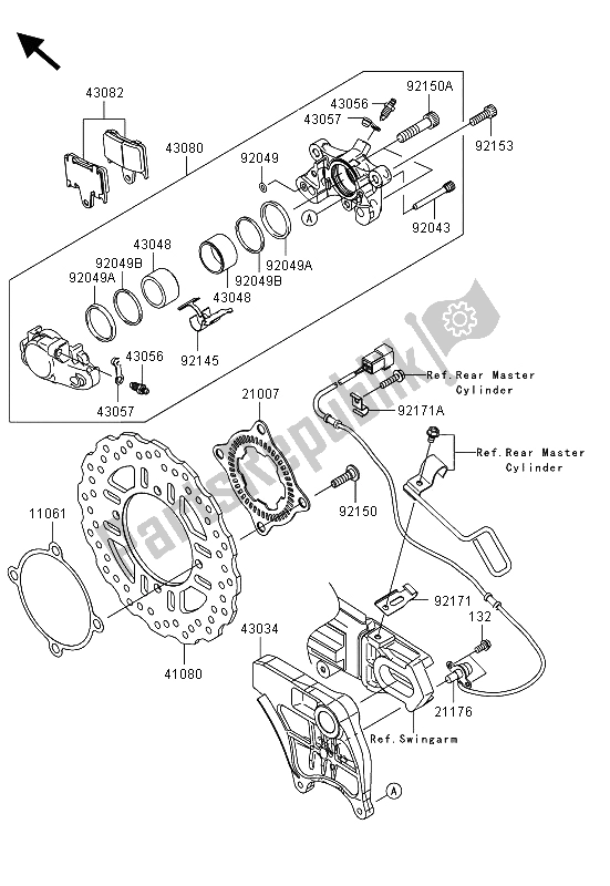 All parts for the Rear Brake of the Kawasaki ZZR 1400 ABS 2013