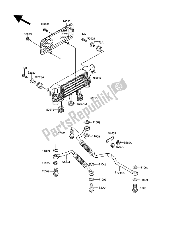 Alle onderdelen voor de Olie Koeler van de Kawasaki 1000 GTR 1992