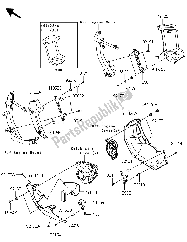 All parts for the Cowling Lowers of the Kawasaki Versys 1000 2014