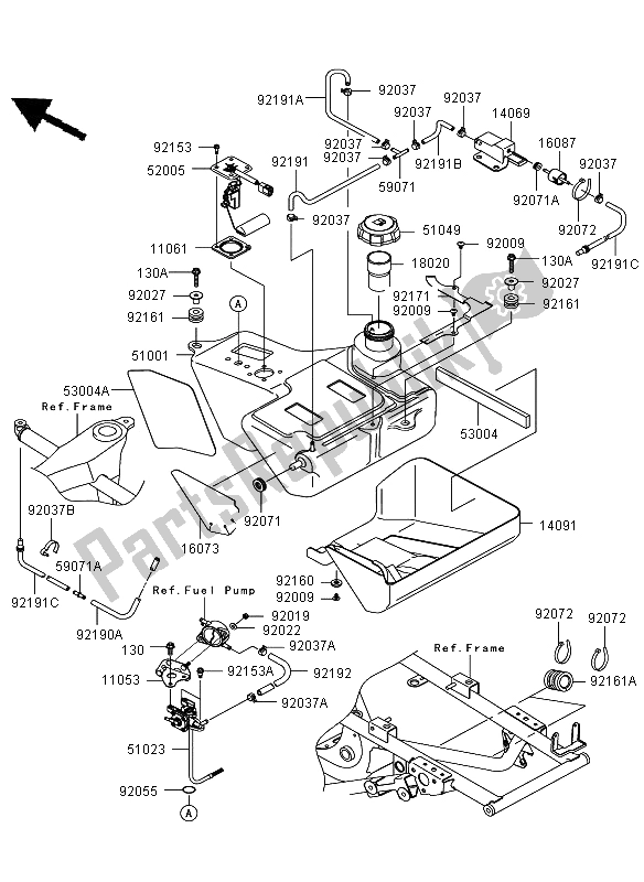 Todas las partes para Depósito De Combustible de Kawasaki KVF 650 4X4 2009