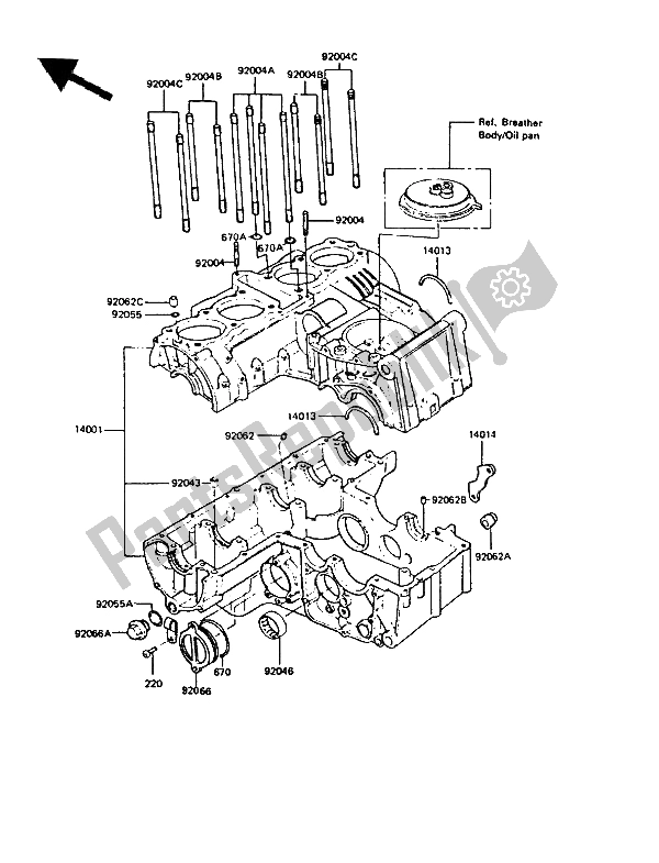 Tutte le parti per il Carter del Kawasaki GPZ 550 1988