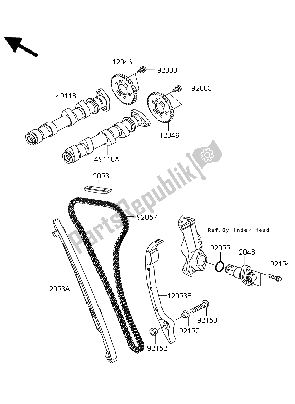 All parts for the Camshaft & Tensioner of the Kawasaki Versys 650 2012