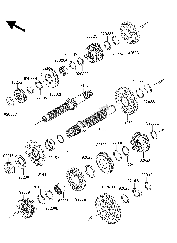 All parts for the Transmission of the Kawasaki KLX 250 2013