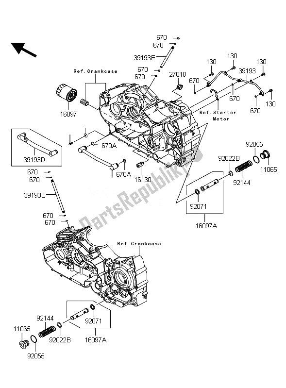 All parts for the Oil Filter of the Kawasaki VN 1700 Classic Tourer ABS 2011