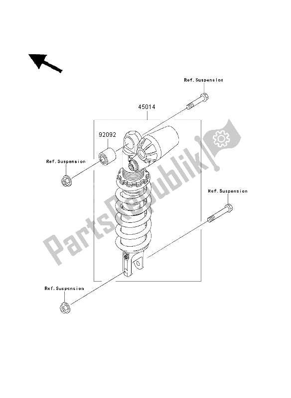 All parts for the Shock Absorber of the Kawasaki Ninja ZX 9R 900 2003