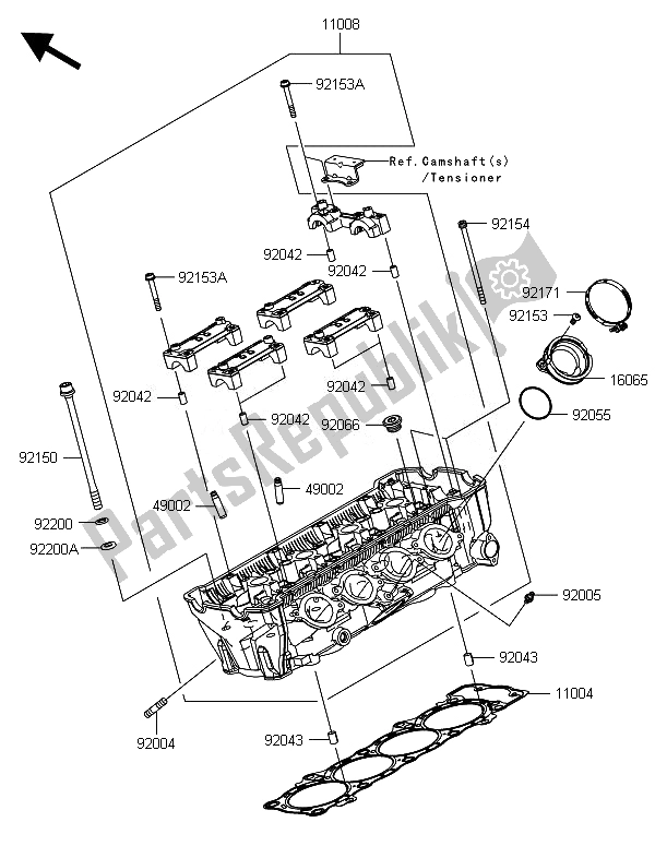 All parts for the Cylinder Head of the Kawasaki ZX 1000 SX 2014