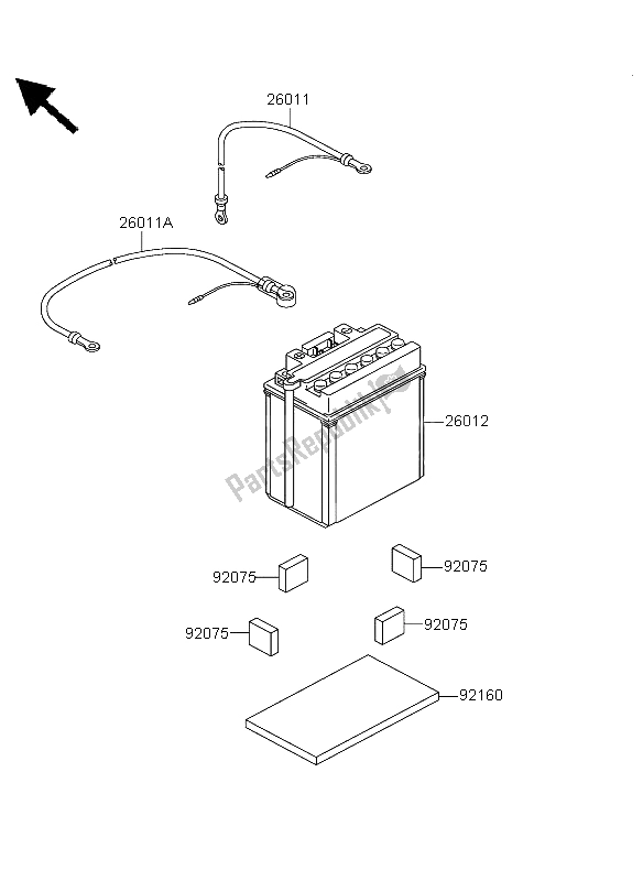 Tutte le parti per il Parti Opzionali (batteria) del Kawasaki KVF 360 2004