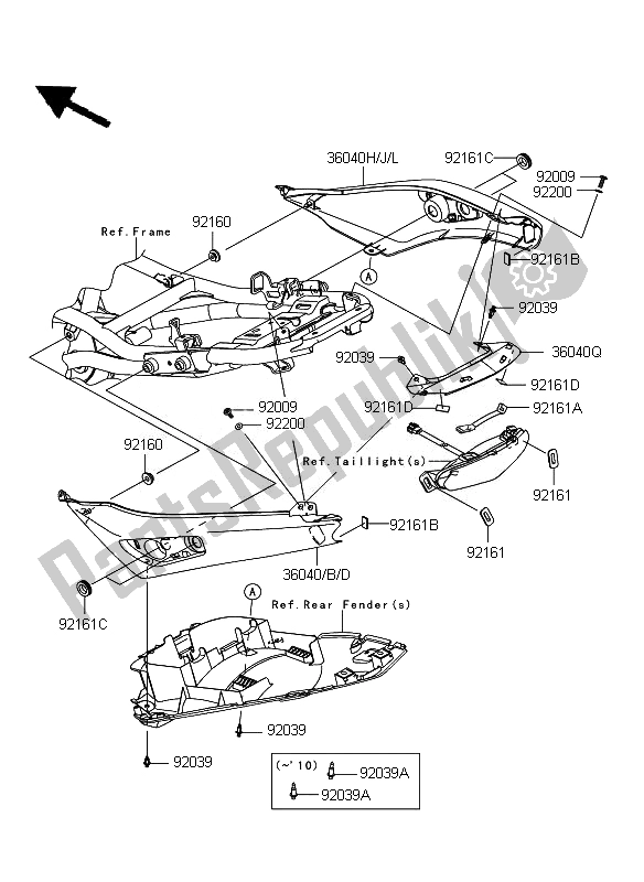 Tutte le parti per il Coprisedile del Kawasaki ER 6F 650 2010