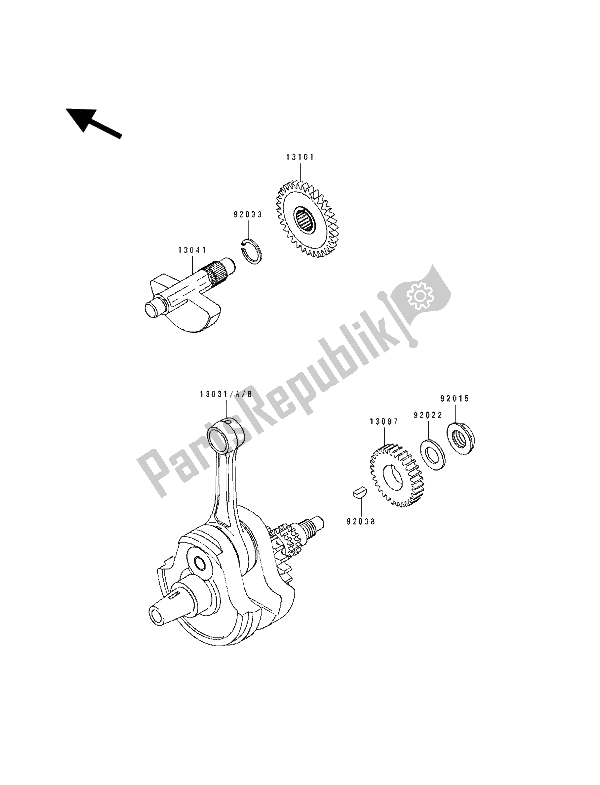 All parts for the Crankshaft of the Kawasaki KLX 250 1993