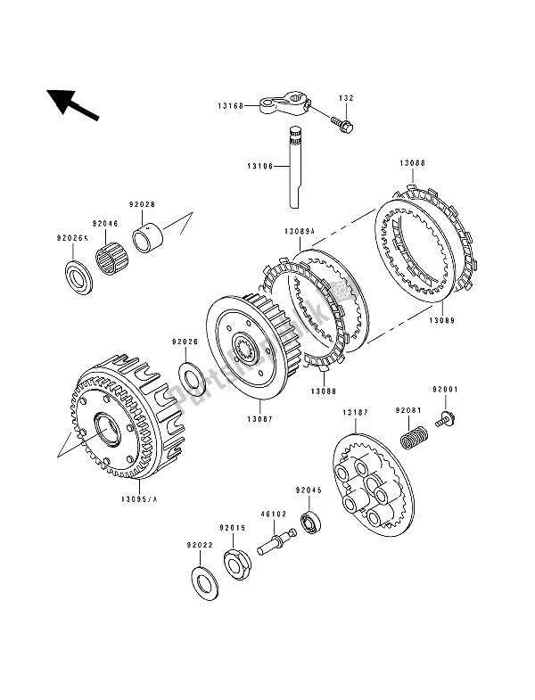 All parts for the Clutch of the Kawasaki Zephyr 550 1993