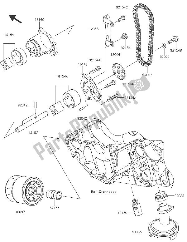 All parts for the Oil Pump of the Kawasaki Vulcan S ABS 650 2016