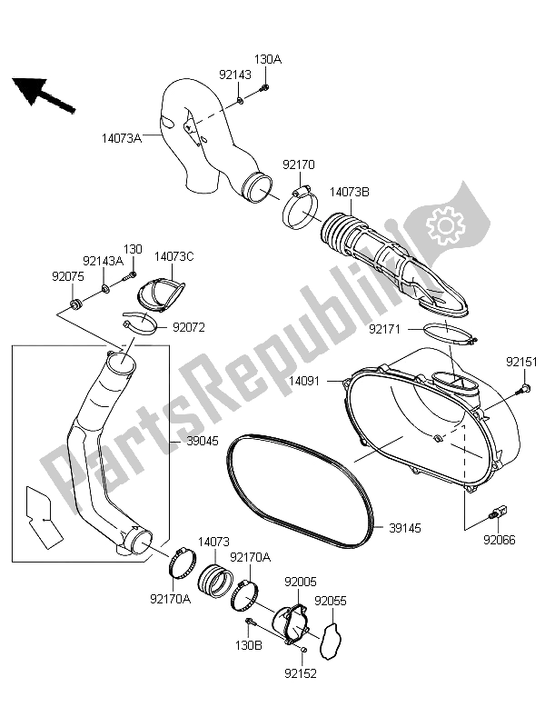 All parts for the Converter Cover of the Kawasaki KFX 700 2009