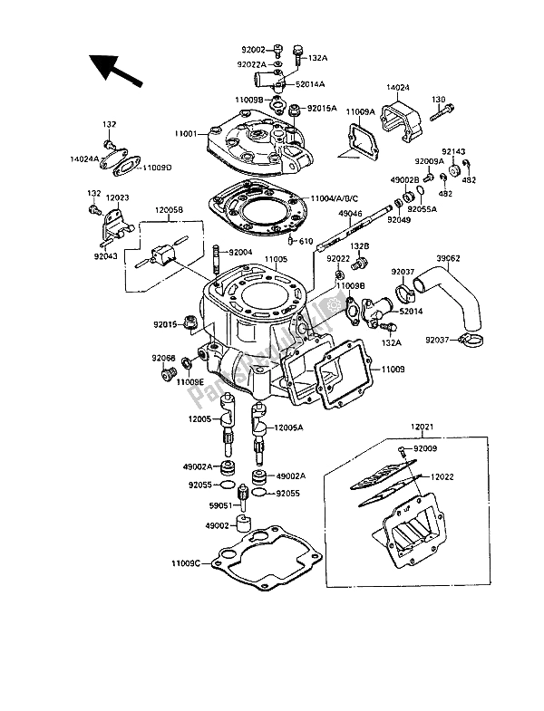 Tutte le parti per il Testata E Cilindro del Kawasaki KX 250 1989