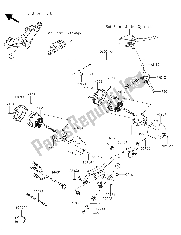 Toutes les pièces pour le Accessoire (feu Antibrouillard) du Kawasaki Vulcan S 650 2015