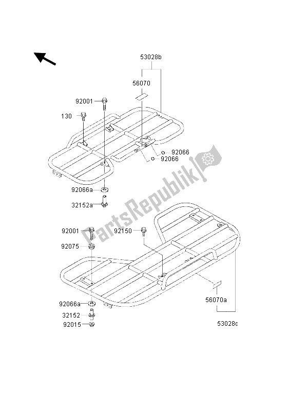 All parts for the Carrier of the Kawasaki KVF 300 2001