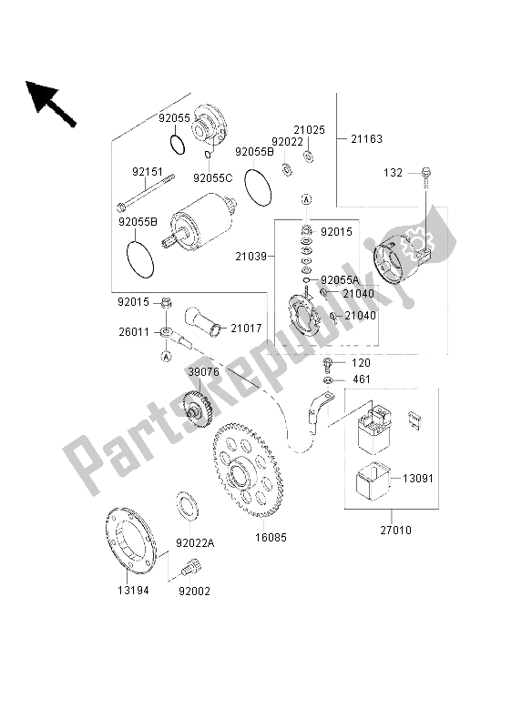 Tutte le parti per il Motorino Di Avviamento del Kawasaki Eliminator 125 2000