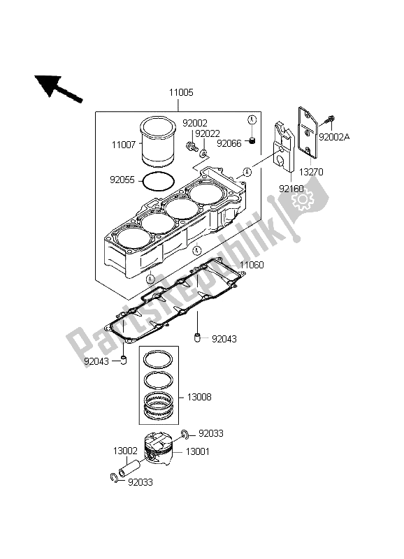 Todas as partes de Cilindro E Pistão do Kawasaki Ninja ZX 7R 750 1999