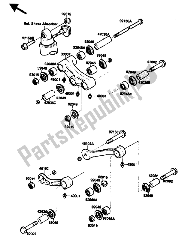 All parts for the Suspension of the Kawasaki ZX 10 1000 1989