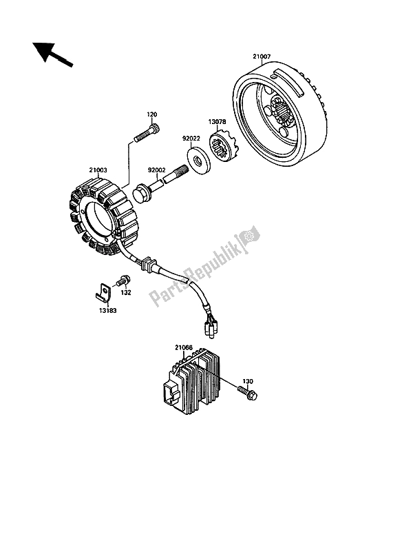 All parts for the Generator of the Kawasaki VN 15 1500 1991