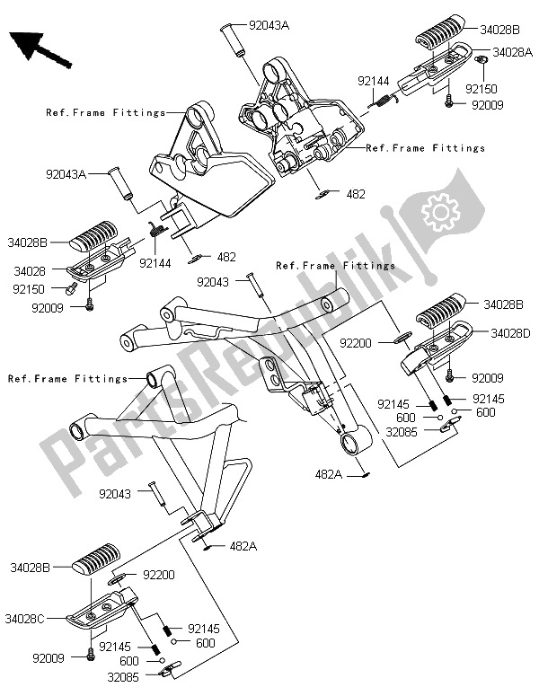 Toutes les pièces pour le Repose-pieds du Kawasaki Versys 1000 2012