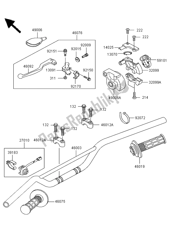 All parts for the Handlebar of the Kawasaki KX 85 SW LW 2009