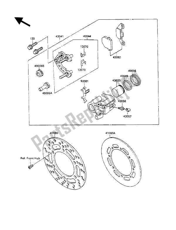 Wszystkie części do Przedni Hamulec Kawasaki KX 80 1990