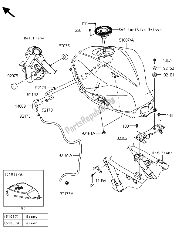 Tutte le parti per il Serbatoio Di Carburante del Kawasaki Ninja 300 2013