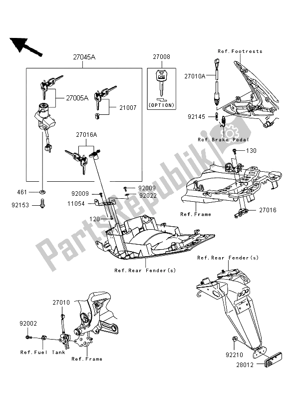All parts for the Ignition Switch of the Kawasaki ER 6F ABS 650 2008