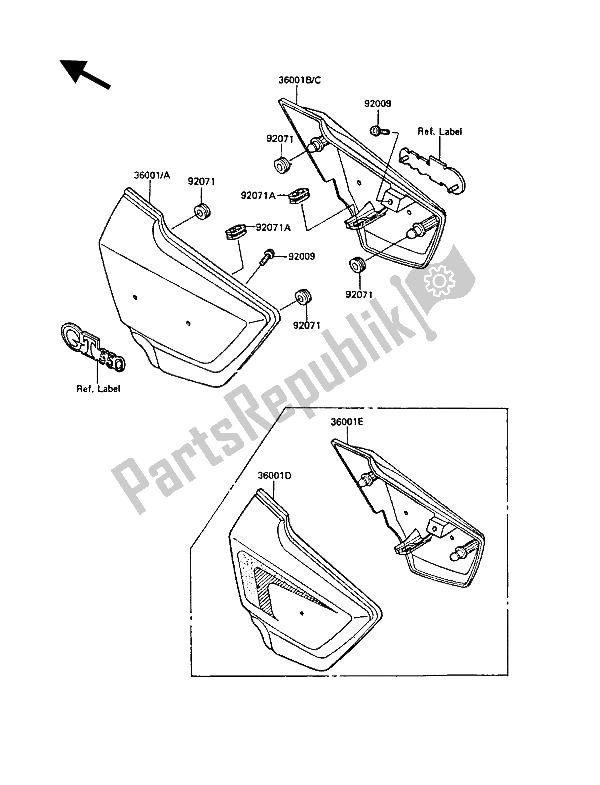 Todas las partes para Cubiertas Laterales de Kawasaki GT 550 1987