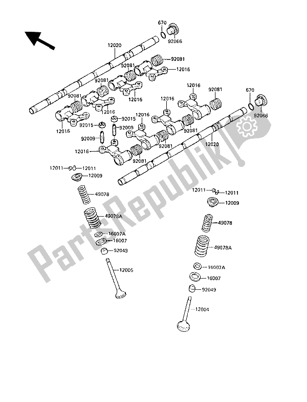 All parts for the Valve(s) of the Kawasaki ZL 1000 1988
