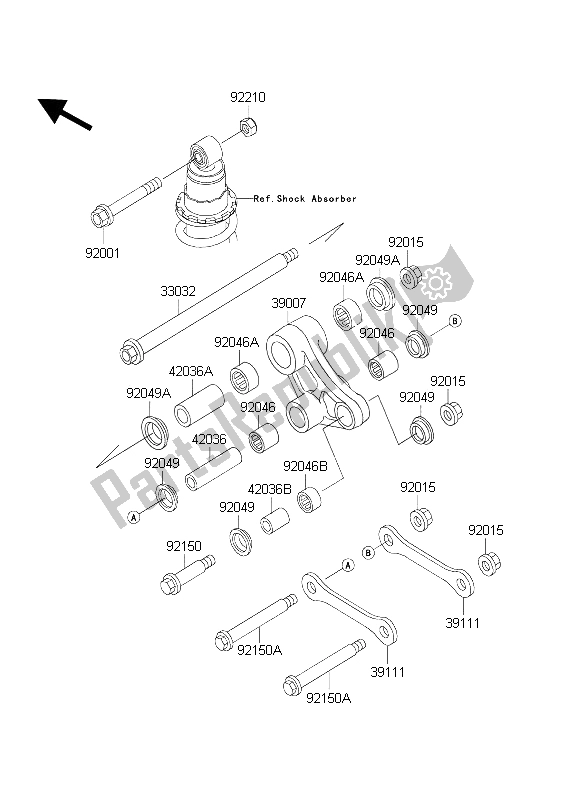 Alle onderdelen voor de Suspensie van de Kawasaki KLE 500 2003